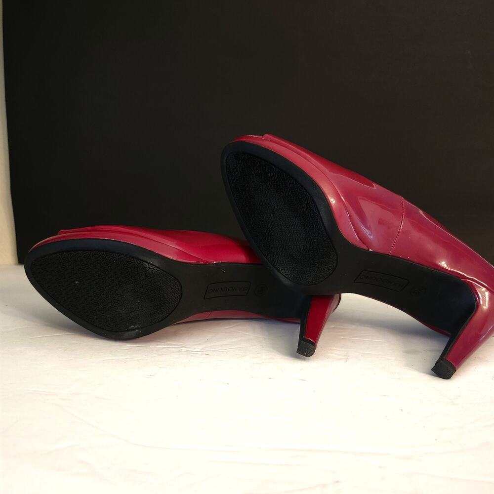 Bandolino Red Faux Patent Leather Pumps Peep Toe Stiletto High Heels 8M NWOB - Picture 5 of 9